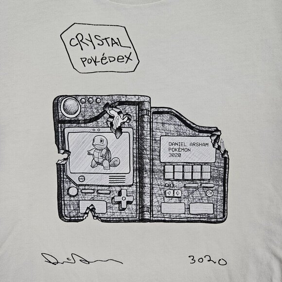 Uniqlo x Daniel Arsham x Pokemon 3020 Crystal Pokedex White T-Shirt Men's Size M - Picture 5 of 10
